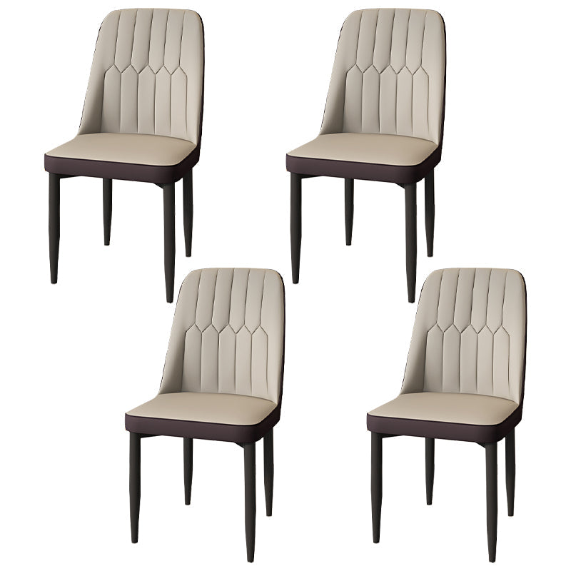 Modern Backrest Armless Cushion Chair with Metal Legs for Dining Room Light Gray 4 Piece Set Black Clearhalo 'Dining Chairs' 'Dining Tables & Seating' 'dining_chair' 'furn' 'furn_dining_chair' 'Furniture' 'Kitchen & Dining Furniture' 7461564