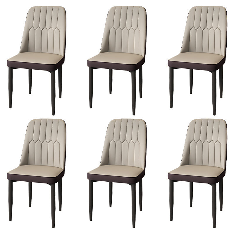 Modern Backrest Armless Cushion Chair with Metal Legs for Dining Room Light Gray 6 Piece Set Black Clearhalo 'Dining Chairs' 'Dining Tables & Seating' 'dining_chair' 'furn' 'furn_dining_chair' 'Furniture' 'Kitchen & Dining Furniture' 7461566