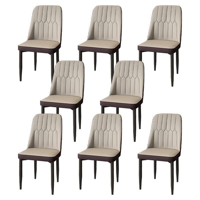 Modern Backrest Armless Cushion Chair with Metal Legs for Dining Room Light Gray 8 Piece Set Black Clearhalo 'Dining Chairs' 'Dining Tables & Seating' 'dining_chair' 'furn' 'furn_dining_chair' 'Furniture' 'Kitchen & Dining Furniture' 7461567