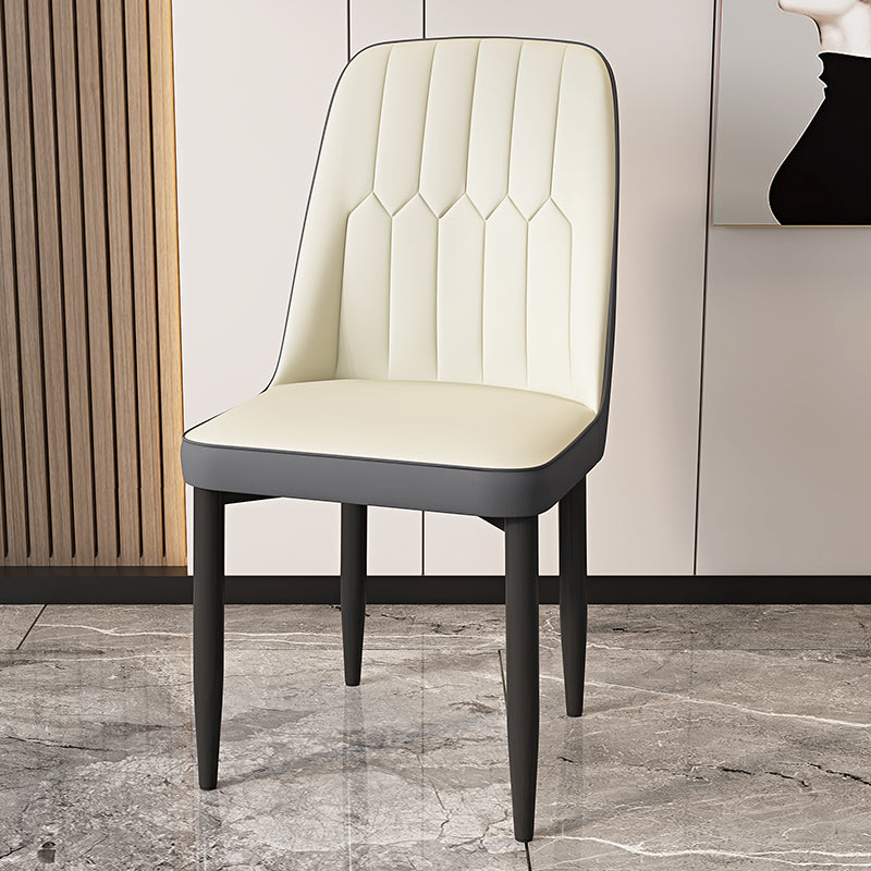 Modern Backrest Armless Cushion Chair with Metal Legs for Dining Room White 1 Piece Black Clearhalo 'Dining Chairs' 'Dining Tables & Seating' 'dining_chair' 'furn' 'furn_dining_chair' 'Furniture' 'Kitchen & Dining Furniture' 7461569