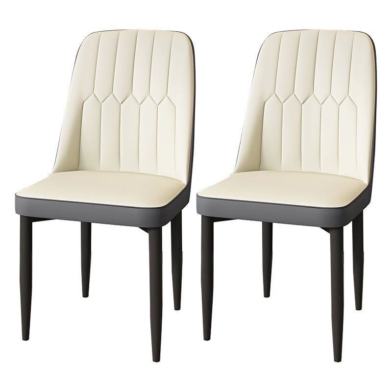 Modern Backrest Armless Cushion Chair with Metal Legs for Dining Room White 2 Piece Set Black Clearhalo 'Dining Chairs' 'Dining Tables & Seating' 'dining_chair' 'furn' 'furn_dining_chair' 'Furniture' 'Kitchen & Dining Furniture' 7461570