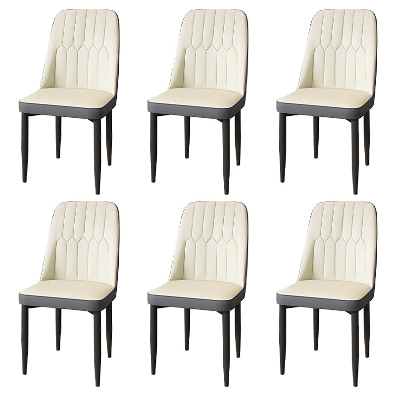 Modern Backrest Armless Cushion Chair with Metal Legs for Dining Room White 6 Piece Set Black Clearhalo 'Dining Chairs' 'Dining Tables & Seating' 'dining_chair' 'furn' 'furn_dining_chair' 'Furniture' 'Kitchen & Dining Furniture' 7461572