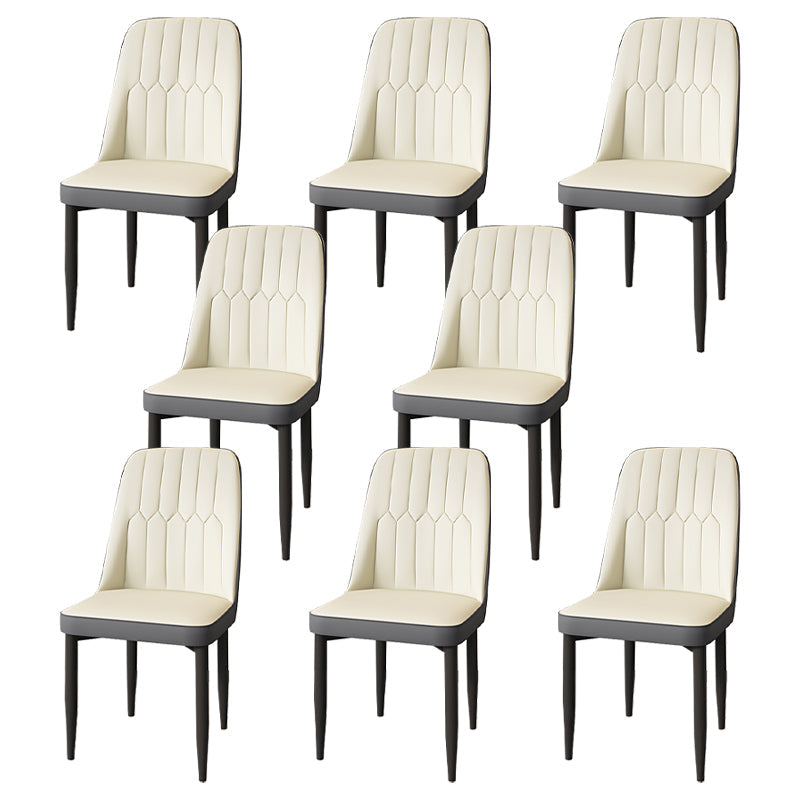 Modern Backrest Armless Cushion Chair with Metal Legs for Dining Room White 8 Piece Set Black Clearhalo 'Dining Chairs' 'Dining Tables & Seating' 'dining_chair' 'furn' 'furn_dining_chair' 'Furniture' 'Kitchen & Dining Furniture' 7461573