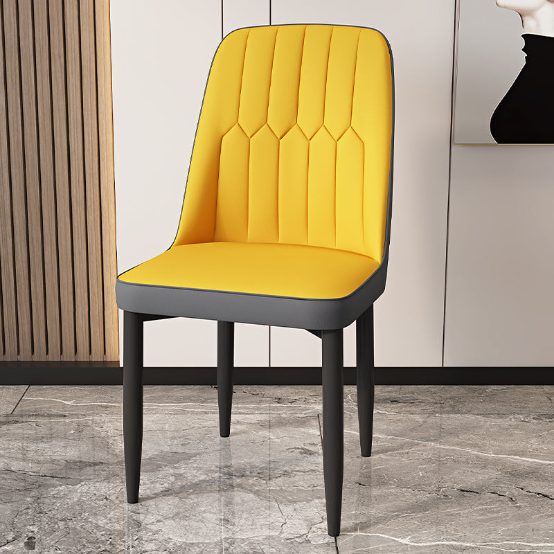 Modern Backrest Armless Cushion Chair with Metal Legs for Dining Room Yellow 1 Piece Black Clearhalo 'Dining Chairs' 'Dining Tables & Seating' 'dining_chair' 'furn' 'furn_dining_chair' 'Furniture' 'Kitchen & Dining Furniture' 7461574