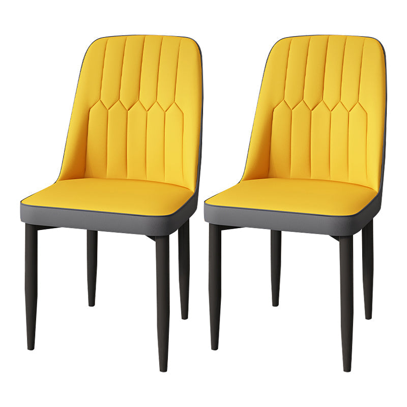 Modern Backrest Armless Cushion Chair with Metal Legs for Dining Room Yellow 2 Piece Set Black Clearhalo 'Dining Chairs' 'Dining Tables & Seating' 'dining_chair' 'furn' 'furn_dining_chair' 'Furniture' 'Kitchen & Dining Furniture' 7461575