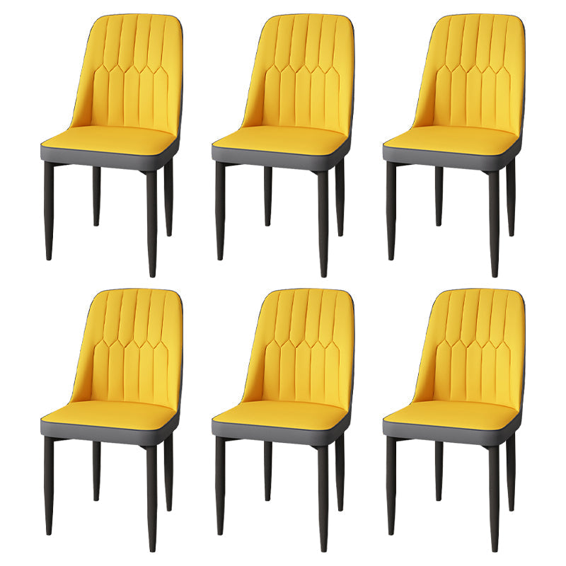 Modern Backrest Armless Cushion Chair with Metal Legs for Dining Room Yellow 6 Piece Set Black Clearhalo 'Dining Chairs' 'Dining Tables & Seating' 'dining_chair' 'furn' 'furn_dining_chair' 'Furniture' 'Kitchen & Dining Furniture' 7461577
