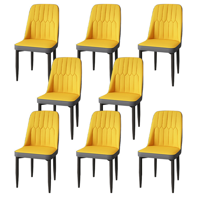 Modern Backrest Armless Cushion Chair with Metal Legs for Dining Room Yellow 8 Piece Set Black Clearhalo 'Dining Chairs' 'Dining Tables & Seating' 'dining_chair' 'furn' 'furn_dining_chair' 'Furniture' 'Kitchen & Dining Furniture' 7461578