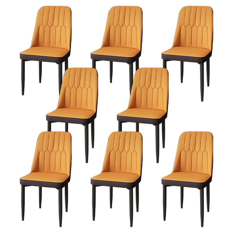 Modern Backrest Armless Cushion Chair with Metal Legs for Dining Room Orange 8 Piece Set Black Clearhalo 'Dining Chairs' 'Dining Tables & Seating' 'dining_chair' 'furn' 'furn_dining_chair' 'Furniture' 'Kitchen & Dining Furniture' 7461583