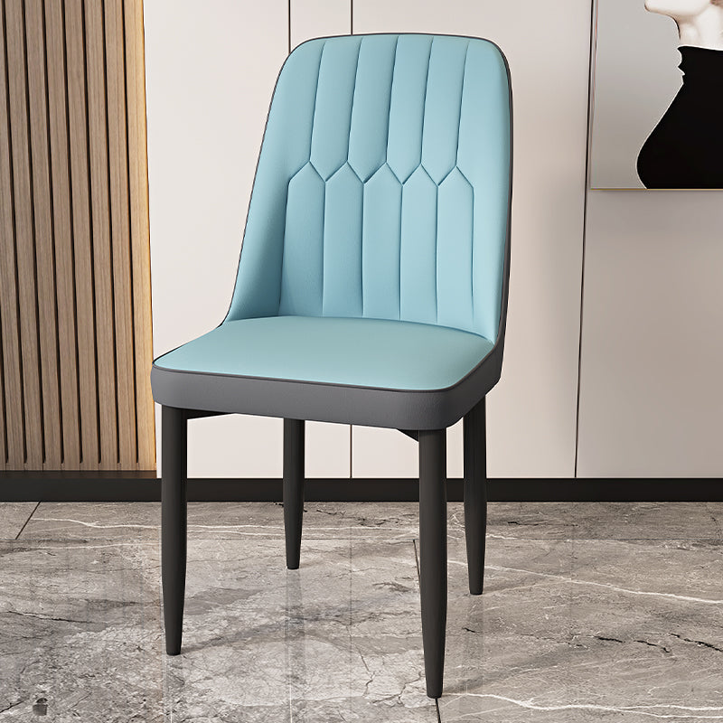 Modern Backrest Armless Cushion Chair with Metal Legs for Dining Room Water Blue 1 Piece Black Clearhalo 'Dining Chairs' 'Dining Tables & Seating' 'dining_chair' 'furn' 'furn_dining_chair' 'Furniture' 'Kitchen & Dining Furniture' 7461589