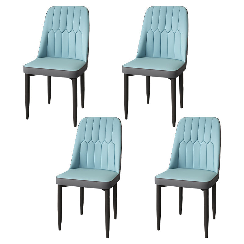 Modern Backrest Armless Cushion Chair with Metal Legs for Dining Room Water Blue 4 Piece Set Black Clearhalo 'Dining Chairs' 'Dining Tables & Seating' 'dining_chair' 'furn' 'furn_dining_chair' 'Furniture' 'Kitchen & Dining Furniture' 7461591