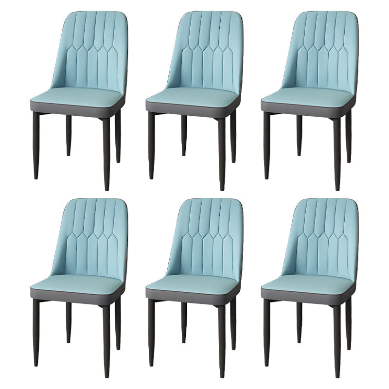 Modern Backrest Armless Cushion Chair with Metal Legs for Dining Room Water Blue 6 Piece Set Black Clearhalo 'Dining Chairs' 'Dining Tables & Seating' 'dining_chair' 'furn' 'furn_dining_chair' 'Furniture' 'Kitchen & Dining Furniture' 7461592