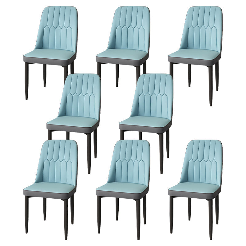 Modern Backrest Armless Cushion Chair with Metal Legs for Dining Room Water Blue 8 Piece Set Black Clearhalo 'Dining Chairs' 'Dining Tables & Seating' 'dining_chair' 'furn' 'furn_dining_chair' 'Furniture' 'Kitchen & Dining Furniture' 7461593