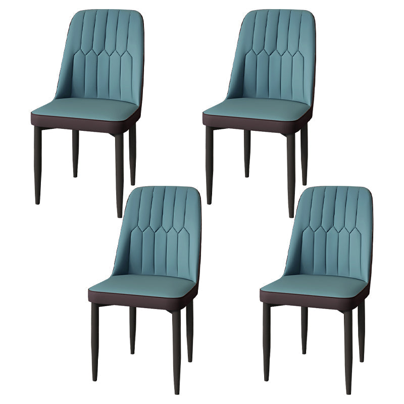 Modern Backrest Armless Cushion Chair with Metal Legs for Dining Room Dark Blue 4 Piece Set Black Clearhalo 'Dining Chairs' 'Dining Tables & Seating' 'dining_chair' 'furn' 'furn_dining_chair' 'Furniture' 'Kitchen & Dining Furniture' 7461596