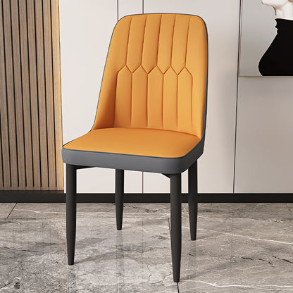 Modern Backrest Armless Cushion Chair with Metal Legs for Dining Room Orange 1 Piece Black Clearhalo 'Dining Chairs' 'Dining Tables & Seating' 'dining_chair' 'furn' 'furn_dining_chair' 'Furniture' 'Kitchen & Dining Furniture' 7461599