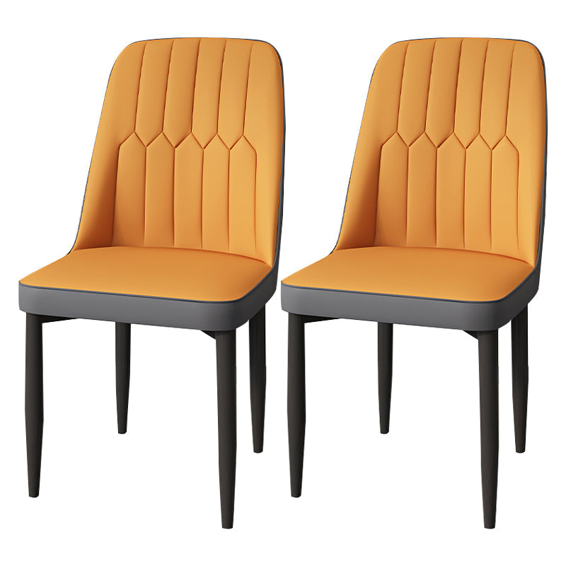 Modern Backrest Armless Cushion Chair with Metal Legs for Dining Room Orange 2 Piece Set Black Clearhalo 'Dining Chairs' 'Dining Tables & Seating' 'dining_chair' 'furn' 'furn_dining_chair' 'Furniture' 'Kitchen & Dining Furniture' 7461600