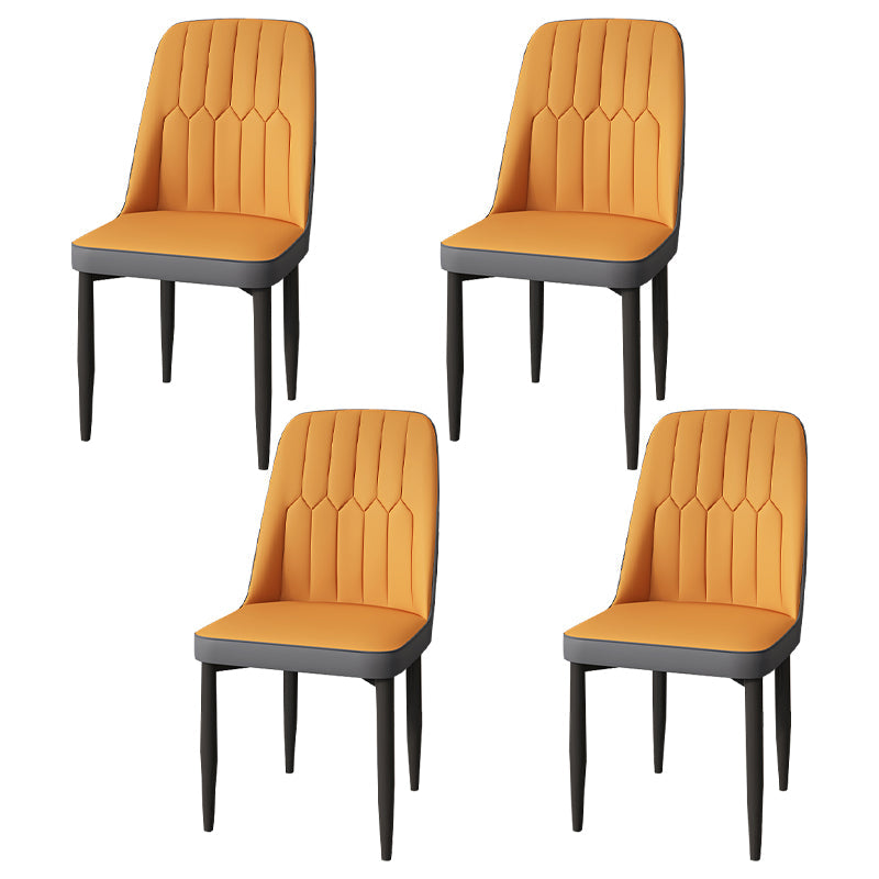 Modern Backrest Armless Cushion Chair with Metal Legs for Dining Room Orange 4 Piece Set Black Clearhalo 'Dining Chairs' 'Dining Tables & Seating' 'dining_chair' 'furn' 'furn_dining_chair' 'Furniture' 'Kitchen & Dining Furniture' 7461601