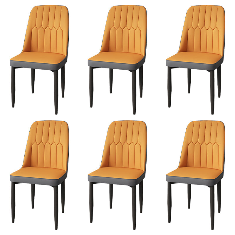 Modern Backrest Armless Cushion Chair with Metal Legs for Dining Room Orange 6 Piece Set Black Clearhalo 'Dining Chairs' 'Dining Tables & Seating' 'dining_chair' 'furn' 'furn_dining_chair' 'Furniture' 'Kitchen & Dining Furniture' 7461602