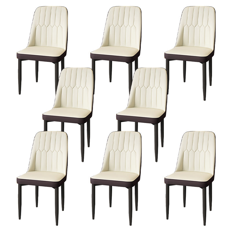 Modern Backrest Armless Cushion Chair with Metal Legs for Dining Room Off-White 8 Piece Set Black Clearhalo 'Dining Chairs' 'Dining Tables & Seating' 'dining_chair' 'furn' 'furn_dining_chair' 'Furniture' 'Kitchen & Dining Furniture' 7461608