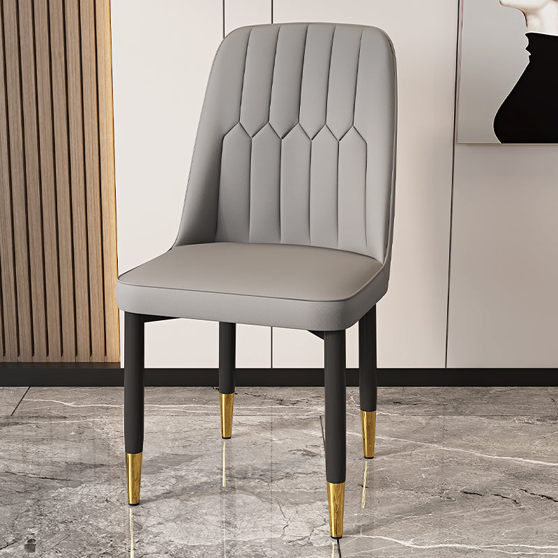 Modern Backrest Armless Cushion Chair with Metal Legs for Dining Room Grey 1 Piece Black Gold Clearhalo 'Dining Chairs' 'Dining Tables & Seating' 'dining_chair' 'furn' 'furn_dining_chair' 'Furniture' 'Kitchen & Dining Furniture' 7461609