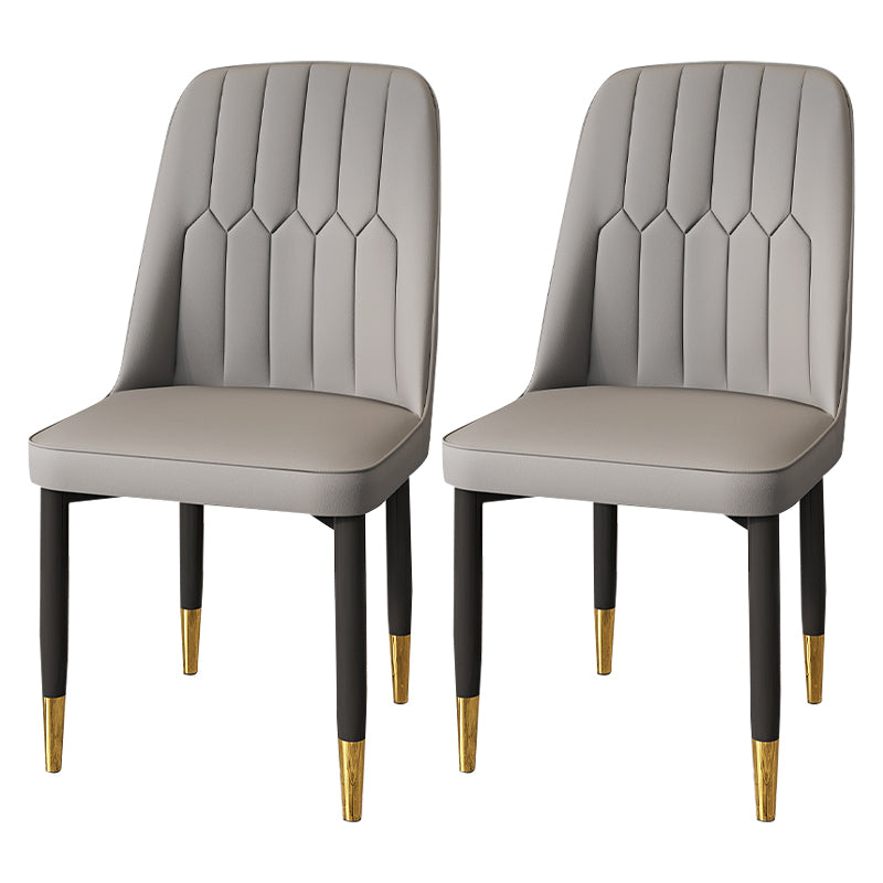 Modern Backrest Armless Cushion Chair with Metal Legs for Dining Room Grey 2 Piece Set Black Gold Clearhalo 'Dining Chairs' 'Dining Tables & Seating' 'dining_chair' 'furn' 'furn_dining_chair' 'Furniture' 'Kitchen & Dining Furniture' 7461610