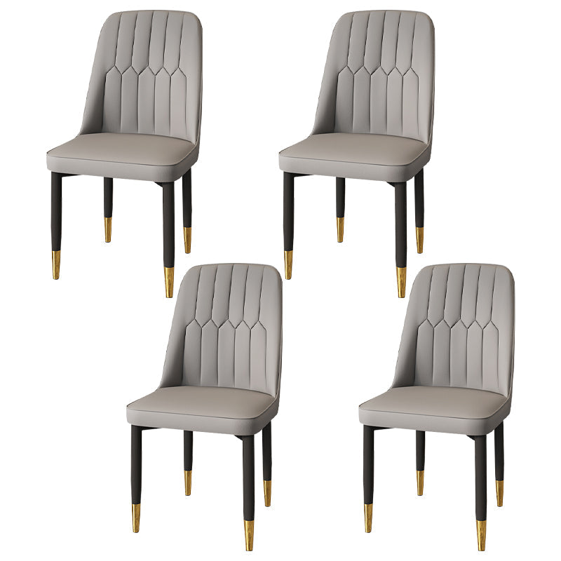 Modern Backrest Armless Cushion Chair with Metal Legs for Dining Room Grey 4 Piece Set Black Gold Clearhalo 'Dining Chairs' 'Dining Tables & Seating' 'dining_chair' 'furn' 'furn_dining_chair' 'Furniture' 'Kitchen & Dining Furniture' 7461611