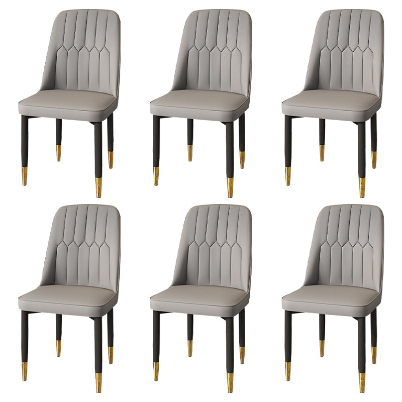 Modern Backrest Armless Cushion Chair with Metal Legs for Dining Room Grey 6 Piece Set Black Gold Clearhalo 'Dining Chairs' 'Dining Tables & Seating' 'dining_chair' 'furn' 'furn_dining_chair' 'Furniture' 'Kitchen & Dining Furniture' 7461612