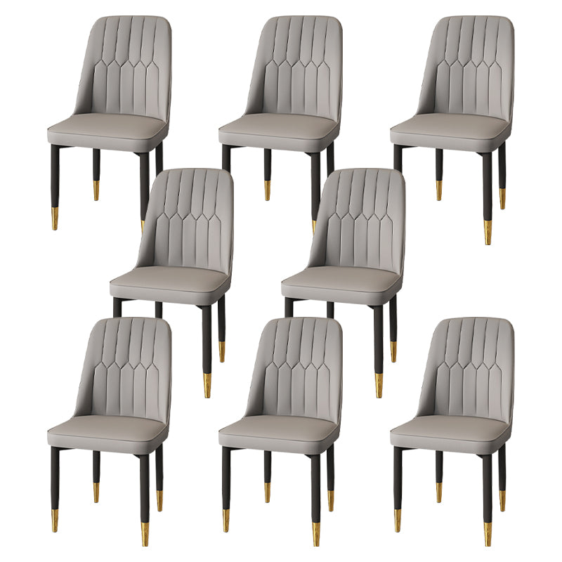 Modern Backrest Armless Cushion Chair with Metal Legs for Dining Room Grey 8 Piece Set Black Gold Clearhalo 'Dining Chairs' 'Dining Tables & Seating' 'dining_chair' 'furn' 'furn_dining_chair' 'Furniture' 'Kitchen & Dining Furniture' 7461613