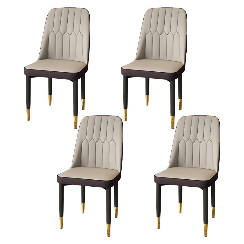 Modern Backrest Armless Cushion Chair with Metal Legs for Dining Room Light Gray 4 Piece Set Black Gold Clearhalo 'Dining Chairs' 'Dining Tables & Seating' 'dining_chair' 'furn' 'furn_dining_chair' 'Furniture' 'Kitchen & Dining Furniture' 7461616