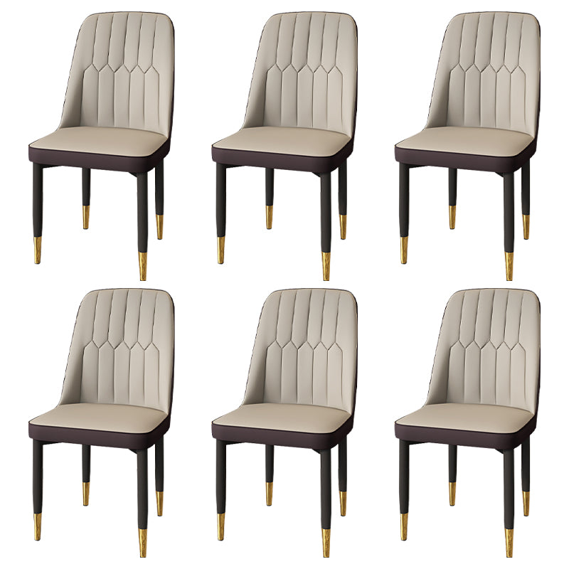 Modern Backrest Armless Cushion Chair with Metal Legs for Dining Room Light Gray 6 Piece Set Black Gold Clearhalo 'Dining Chairs' 'Dining Tables & Seating' 'dining_chair' 'furn' 'furn_dining_chair' 'Furniture' 'Kitchen & Dining Furniture' 7461617