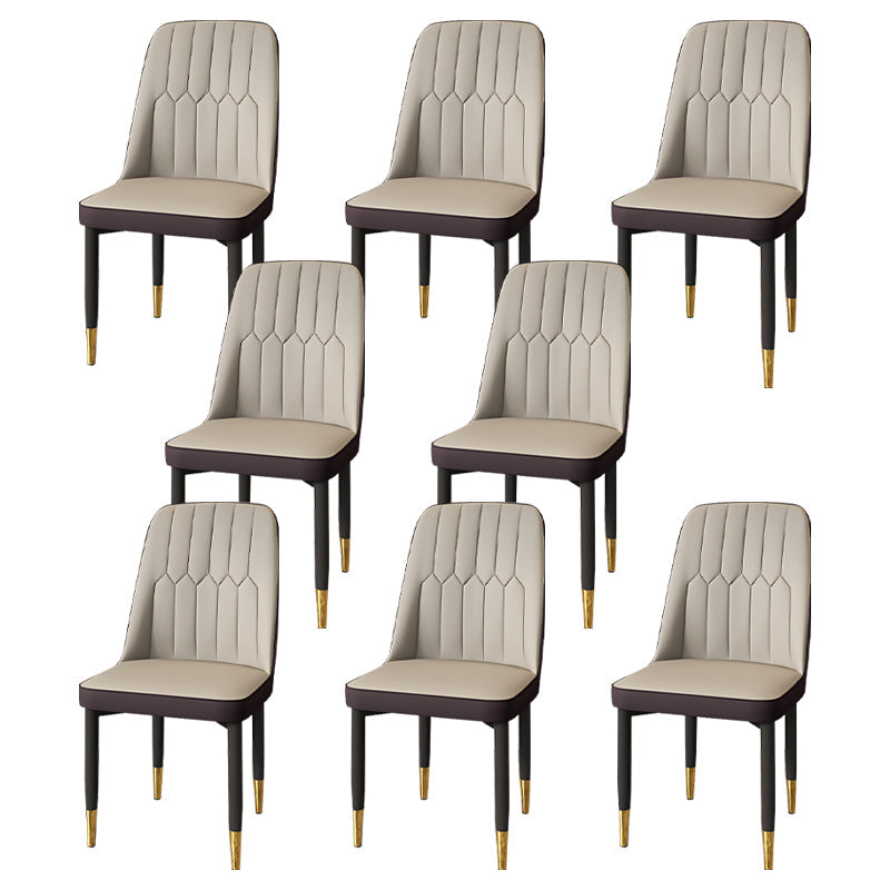 Modern Backrest Armless Cushion Chair with Metal Legs for Dining Room Light Gray 8 Piece Set Black Gold Clearhalo 'Dining Chairs' 'Dining Tables & Seating' 'dining_chair' 'furn' 'furn_dining_chair' 'Furniture' 'Kitchen & Dining Furniture' 7461618