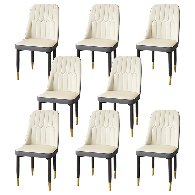 Modern Backrest Armless Cushion Chair with Metal Legs for Dining Room White 8 Piece Set Black Gold Clearhalo 'Dining Chairs' 'Dining Tables & Seating' 'dining_chair' 'furn' 'furn_dining_chair' 'Furniture' 'Kitchen & Dining Furniture' 7461623