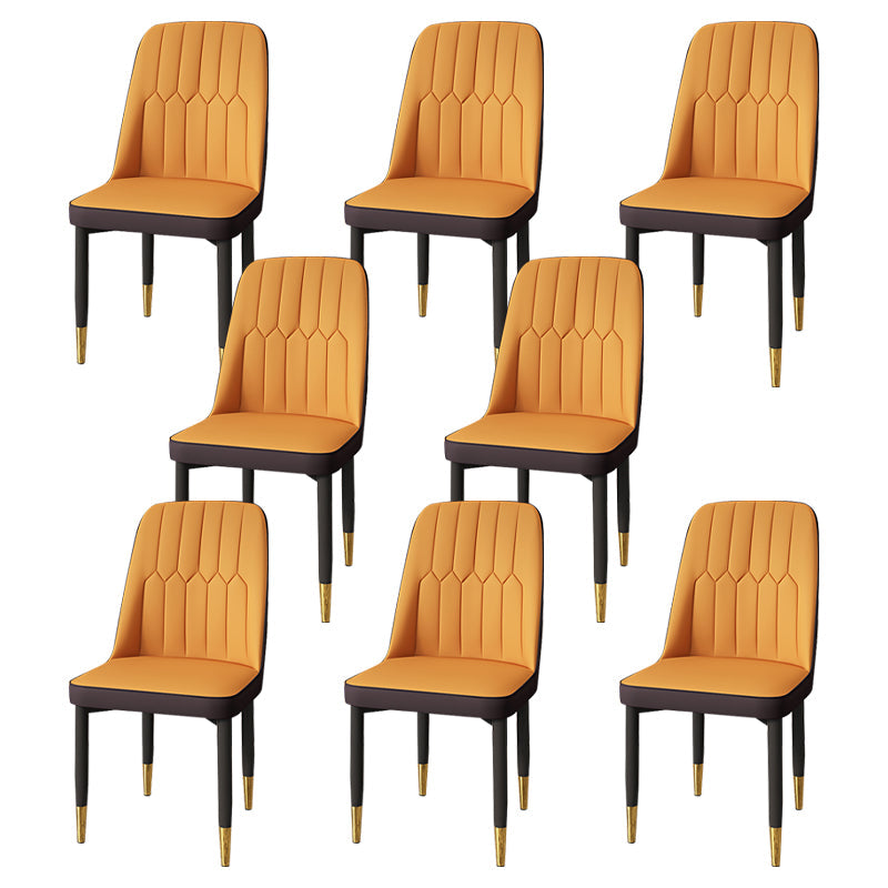Modern Backrest Armless Cushion Chair with Metal Legs for Dining Room Orange 8 Piece Set Black Gold Clearhalo 'Dining Chairs' 'Dining Tables & Seating' 'dining_chair' 'furn' 'furn_dining_chair' 'Furniture' 'Kitchen & Dining Furniture' 7461633