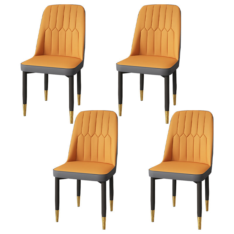 Modern Backrest Armless Cushion Chair with Metal Legs for Dining Room Orange 4 Piece Set Black Gold Clearhalo 'Dining Chairs' 'Dining Tables & Seating' 'dining_chair' 'furn' 'furn_dining_chair' 'Furniture' 'Kitchen & Dining Furniture' 7461651