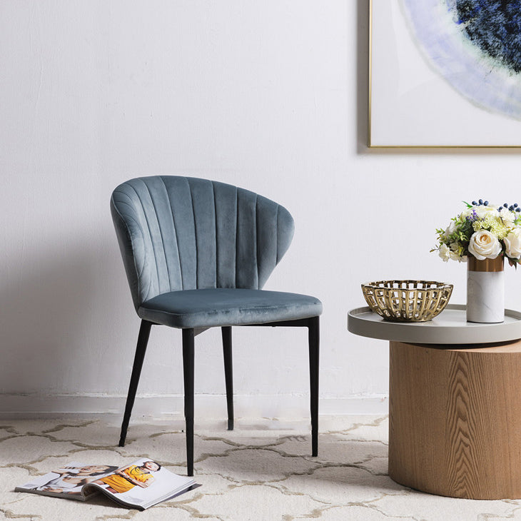 Eigentijdse zijstoel metalen wingback eetkamerstoel voor binnen