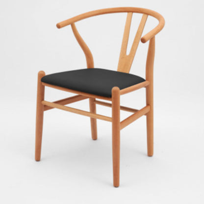 Silla de respaldo moderna de reposabrazos con patas de madera para el comedor