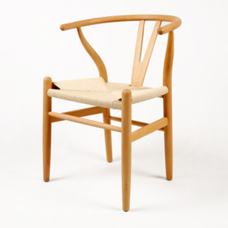 Silla de respaldo moderna de reposabrazos con patas de madera para el comedor