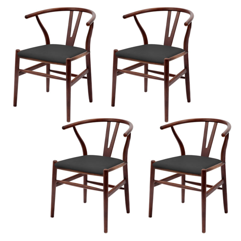 Silla de respaldo moderna de reposabrazos con patas de madera para el comedor