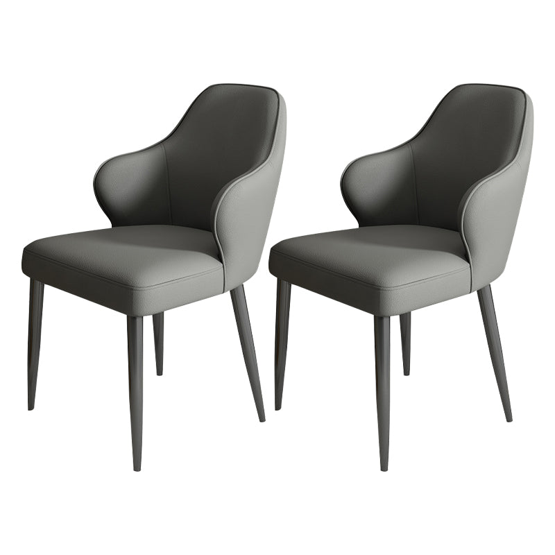 Modern Armrest Backrest Cushion Chair with Metal Legs for Hotel Grey 2 Piece Set Clearhalo 'Dining Chairs' 'Dining Tables & Seating' 'dining_chair' 'furn' 'furn_dining_chair' 'Furniture' 'Kitchen & Dining Furniture' 7461851