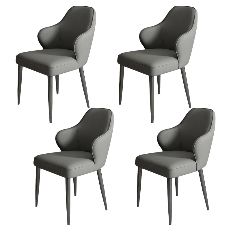 Modern Armrest Backrest Cushion Chair with Metal Legs for Hotel Grey 4 Piece Set Clearhalo 'Dining Chairs' 'Dining Tables & Seating' 'dining_chair' 'furn' 'furn_dining_chair' 'Furniture' 'Kitchen & Dining Furniture' 7461853