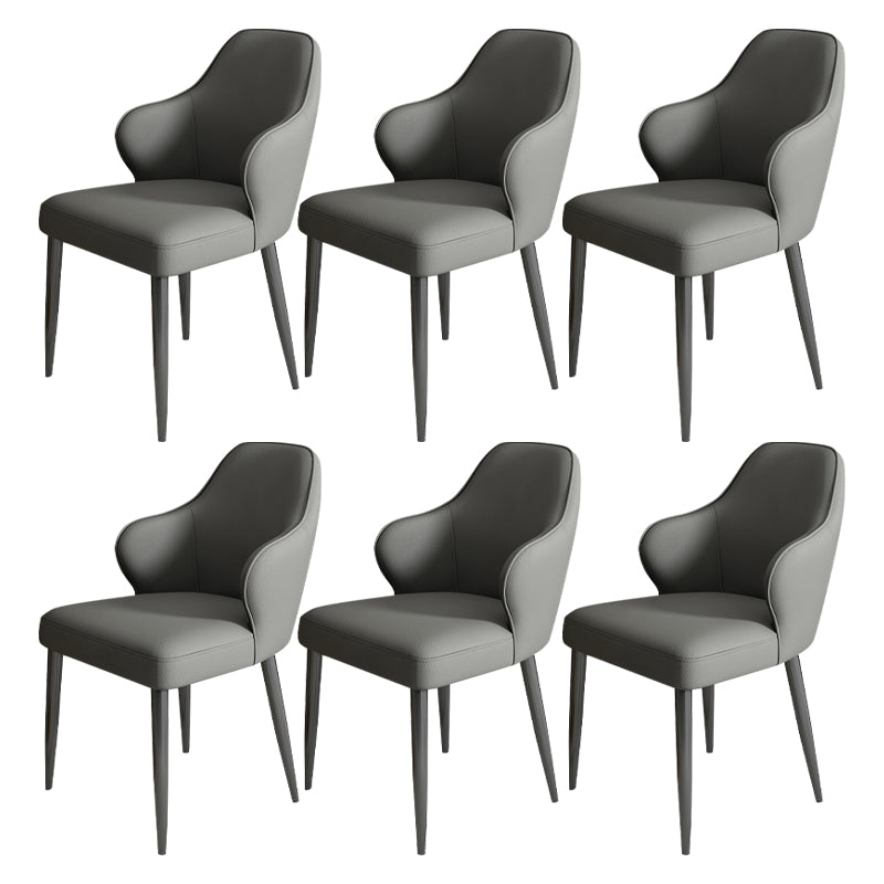 Modern Armrest Backrest Cushion Chair with Metal Legs for Hotel Grey 6 Piece Set Clearhalo 'Dining Chairs' 'Dining Tables & Seating' 'dining_chair' 'furn' 'furn_dining_chair' 'Furniture' 'Kitchen & Dining Furniture' 7461856