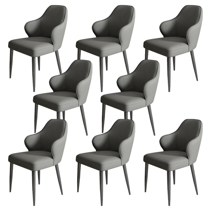 Modern Armrest Backrest Cushion Chair with Metal Legs for Hotel Grey 8 Piece Set Clearhalo 'Dining Chairs' 'Dining Tables & Seating' 'dining_chair' 'furn' 'furn_dining_chair' 'Furniture' 'Kitchen & Dining Furniture' 7461858