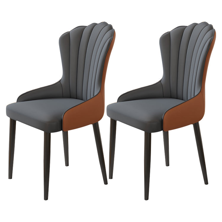 Modern Armrest Backrest Cushion Chair with Metal Legs for Hotel Dark Gray 2 Piece Set Clearhalo 'Dining Chairs' 'Dining Tables & Seating' 'dining_chair' 'furn' 'furn_dining_chair' 'Furniture' 'Kitchen & Dining Furniture' 7461862