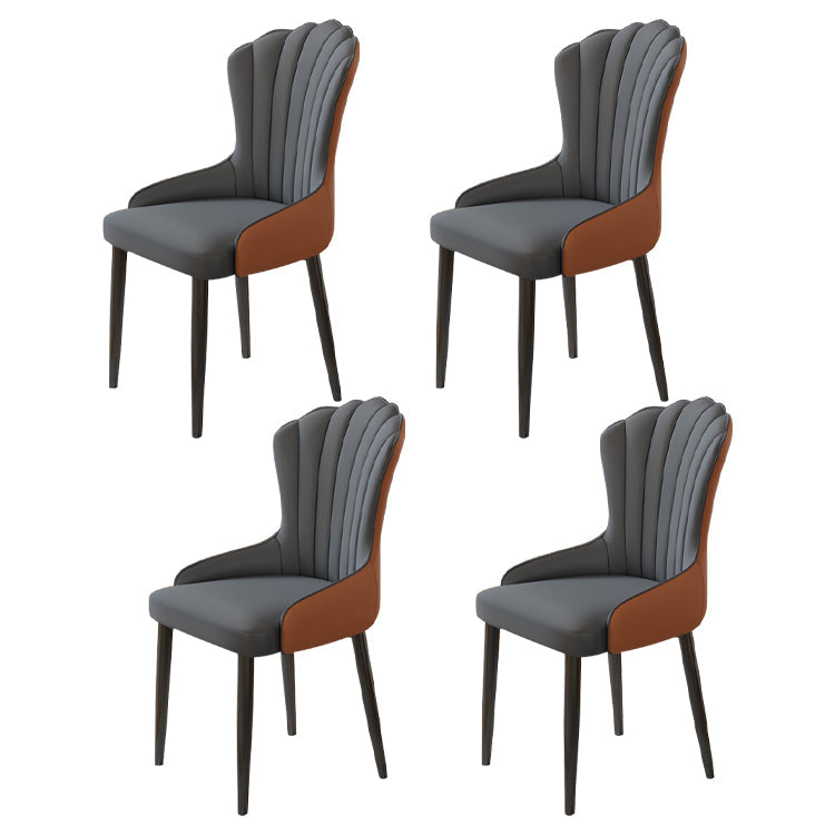 Modern Armrest Backrest Cushion Chair with Metal Legs for Hotel Dark Gray 4 Piece Set Clearhalo 'Dining Chairs' 'Dining Tables & Seating' 'dining_chair' 'furn' 'furn_dining_chair' 'Furniture' 'Kitchen & Dining Furniture' 7461863