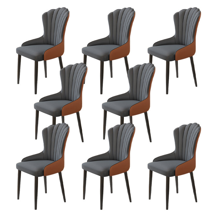 Modern Armrest Backrest Cushion Chair with Metal Legs for Hotel Dark Gray 8 Piece Set Clearhalo 'Dining Chairs' 'Dining Tables & Seating' 'dining_chair' 'furn' 'furn_dining_chair' 'Furniture' 'Kitchen & Dining Furniture' 7461867
