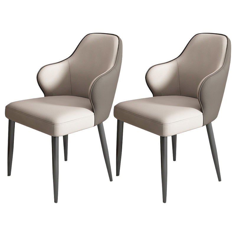 Modern Armrest Backrest Cushion Chair with Metal Legs for Hotel Light Gray 2 Piece Set Clearhalo 'Dining Chairs' 'Dining Tables & Seating' 'dining_chair' 'furn' 'furn_dining_chair' 'Furniture' 'Kitchen & Dining Furniture' 7461869