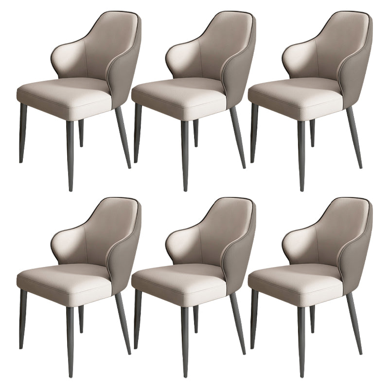 Modern Armrest Backrest Cushion Chair with Metal Legs for Hotel Light Gray 6 Piece Set Clearhalo 'Dining Chairs' 'Dining Tables & Seating' 'dining_chair' 'furn' 'furn_dining_chair' 'Furniture' 'Kitchen & Dining Furniture' 7461871