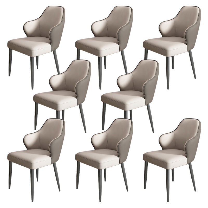 Modern Armrest Backrest Cushion Chair with Metal Legs for Hotel Light Gray 8 Piece Set Clearhalo 'Dining Chairs' 'Dining Tables & Seating' 'dining_chair' 'furn' 'furn_dining_chair' 'Furniture' 'Kitchen & Dining Furniture' 7461872
