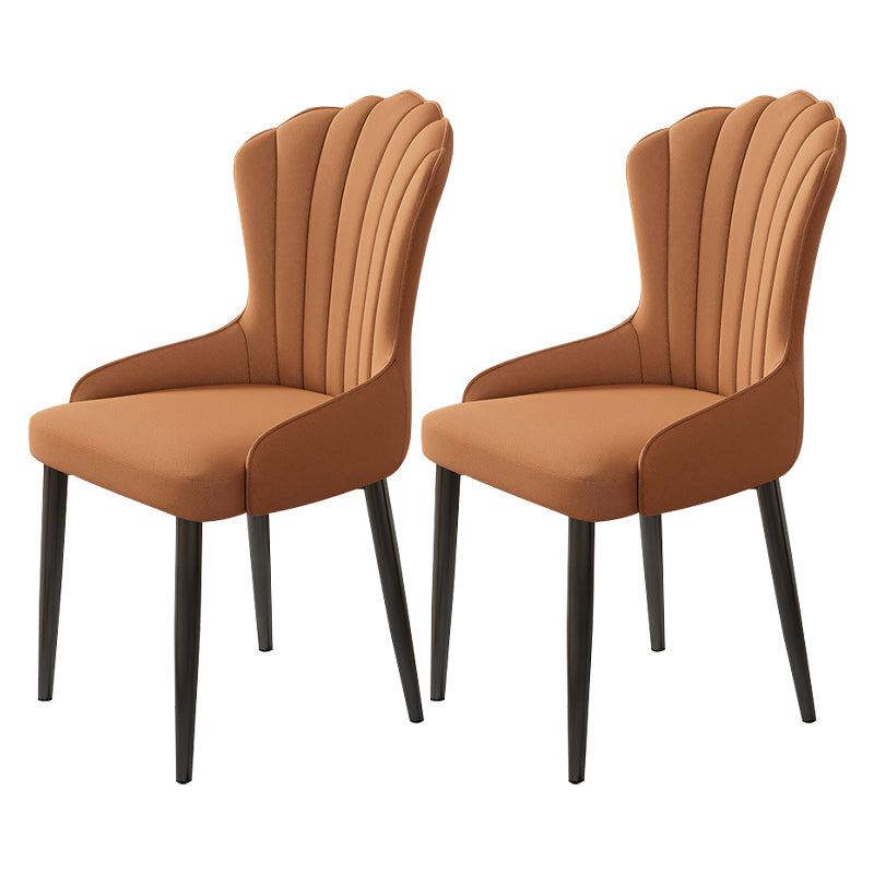 Modern Armrest Backrest Cushion Chair with Metal Legs for Hotel Brown 2 Piece Set Clearhalo 'Dining Chairs' 'Dining Tables & Seating' 'dining_chair' 'furn' 'furn_dining_chair' 'Furniture' 'Kitchen & Dining Furniture' 7461879
