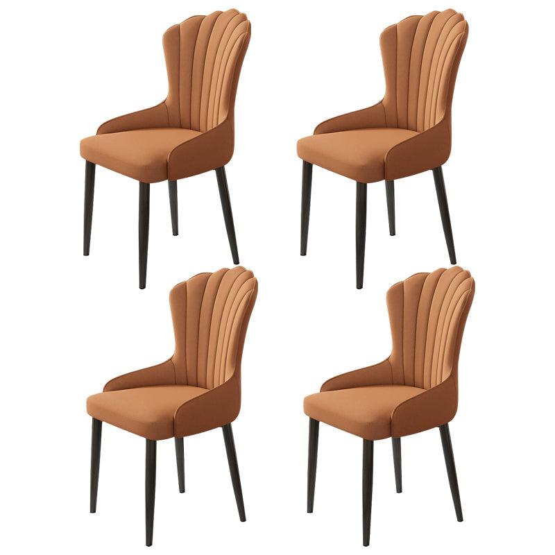 Modern Armrest Backrest Cushion Chair with Metal Legs for Hotel Brown 4 Piece Set Clearhalo 'Dining Chairs' 'Dining Tables & Seating' 'dining_chair' 'furn' 'furn_dining_chair' 'Furniture' 'Kitchen & Dining Furniture' 7461880