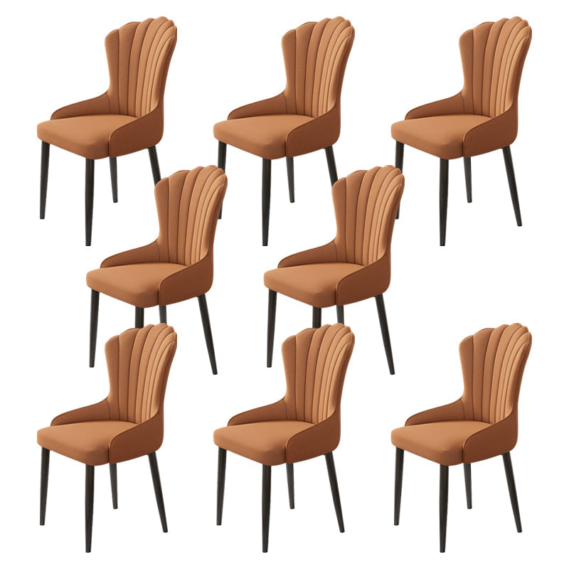 Modern Armrest Backrest Cushion Chair with Metal Legs for Hotel Brown 8 Piece Set Clearhalo 'Dining Chairs' 'Dining Tables & Seating' 'dining_chair' 'furn' 'furn_dining_chair' 'Furniture' 'Kitchen & Dining Furniture' 7461882